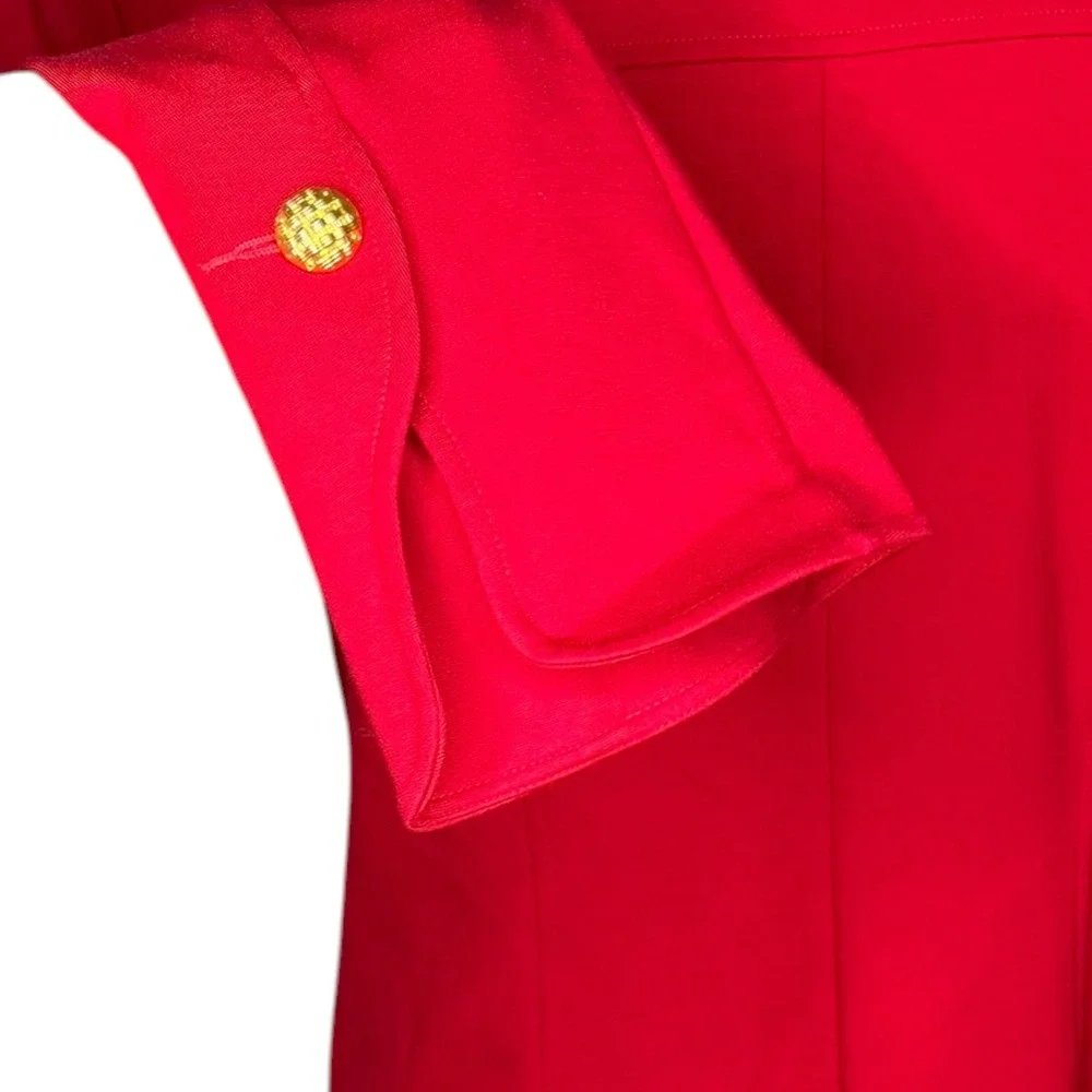 CABI Broadcast Jacket Bold Red Gold Crest Button Military Women's Size Med 6671